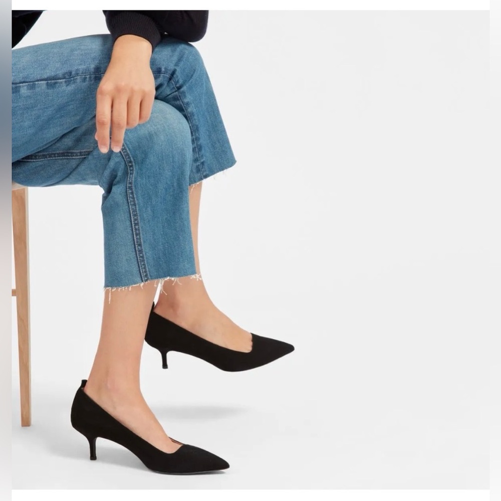 Everlane The Editor Black Suede Heels Size 9.5